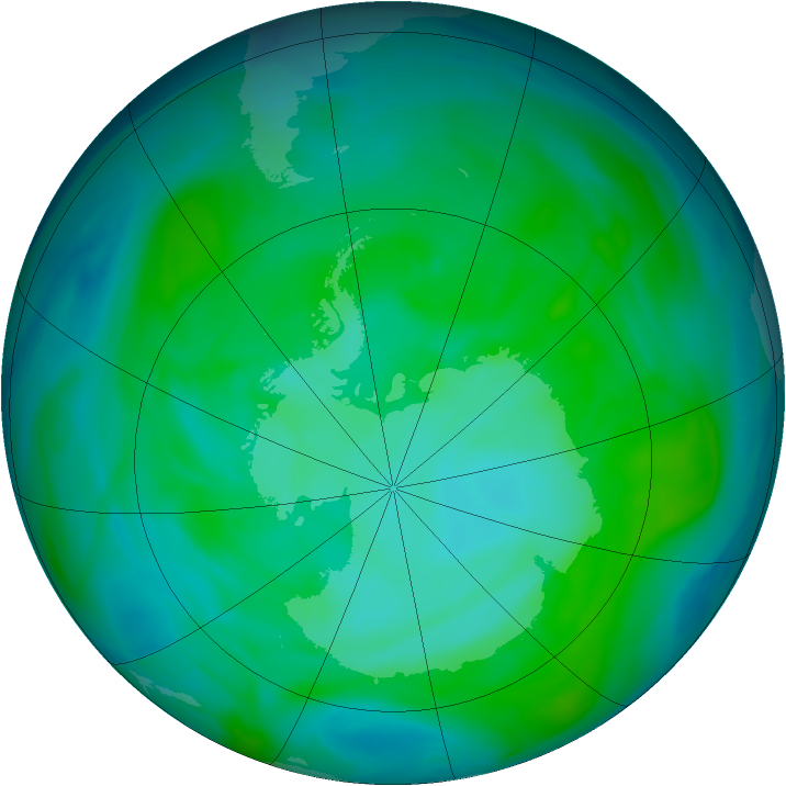 Antarctic ozone map for 28 December 2004